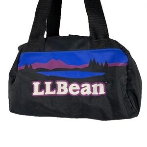 Vintage LLBean Black Mini Duffle Sunrise 90s Travel Toiletry Bag Hiking 12x7x7